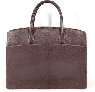 Herm&egrave;s Brown Leather Handbag Shoulder Bag Tote Bag (Pre-Owned)