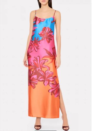 Milly Lily Sunset Flower Maxi Dress In Orange