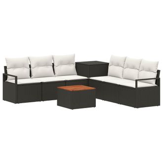 vidaXL Set Di Divani 8 Pz Nero E Bianco Crema 55 X 55 X 37 Cm Vidaxl