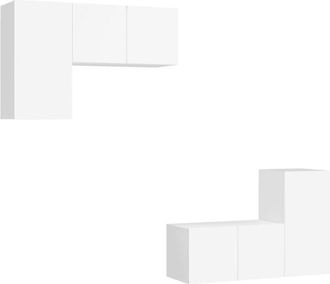 vidaXL 4 Piece TV Cabinet Set White Engineered Wood vidaXL