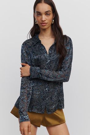 Paige Desano Silk Blend Buttondown Shirt