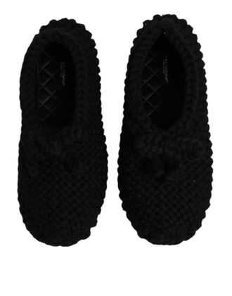 Dolce & Gabbana Womens Wool Slip-On Ballerina Black