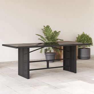 Berkfield Home Garden Table with Glass Top Black 190x80x75 cm Poly Rattan | Size: 190 x 80 x 75 cm