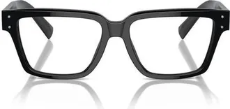 Dolce & Gabbana 55mm Square Optical Glasses in Black at Nordstrom