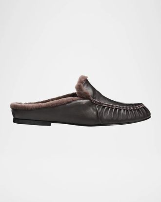 Vince Tevin Shearling Suede Mules