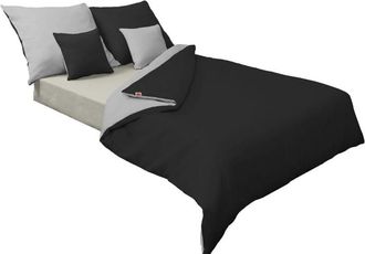 OEM Ropa De Cama Raso Doble Cara 160x200 +2x70x80 Gris/negro Matex