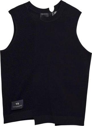 Yohji Yamamoto GFX Gebreid Vest - Heren - Spencers - Zwart - S - Polyester - Truien & Vesten