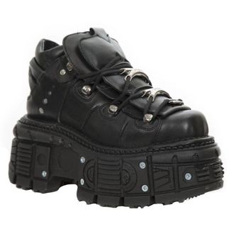 New Rock Unisex Metallic Leather Gothic Boots- M-TANK106-C2 in Black | Size: 8