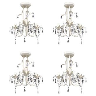 Berkfield Home Crystal Pendant Ceiling Lamp Chandeliers 4 pcs Elegant White