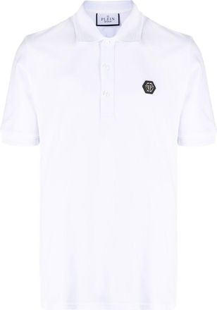 Philipp Plein snake-logo polo shirt - men - Cotton/Glass Fiber - XXXXL - White