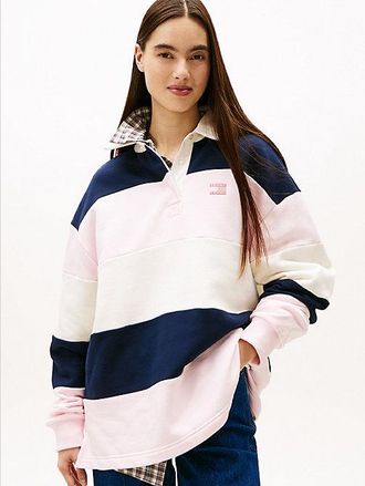 Tommy Hilfiger Tommy Badge Stripe Oversized Rugby Shirt