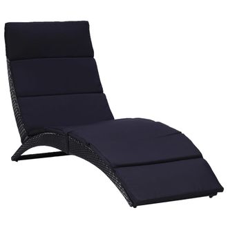 vidaXL Lettino Prendisole Con Cuscino In Polyrattan Nero - Vidaxl