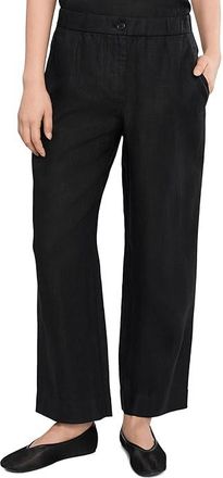 Eileen Fisher Petite Heavy Organic Linen Straight Full Length Trousers Womens Clothing Black : PL (14P-16P) 28