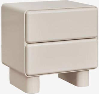 Sklum Mesita De Noche Rectangular 50x40 Cm Con Dos Cajones En Mdf Sheila Sklum