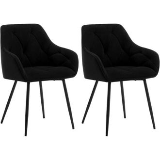 Woltu Set 2 Sedie Moderne da Cucina o Soggiorno in Velluto con Gambe in Metallo Nero - Woltu