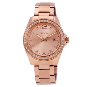 Invicta Angel Quartz Crystal Rose Gold Dial Ladies Watch 49845