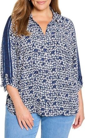 Nic+Zoe Etched Angles Print Shirt in Indigo Multi at Nordstrom Rack, Size 2X