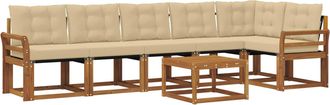vidaXL Conjunto De Sof&aacute;s De Exterior 7 Uds. Natural Y Beige Vidaxl