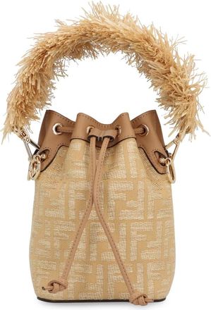 Fendi Mon Tresor Bucket Bag - Dames - Tassen - Beige - Maat: ONE Size Katoen