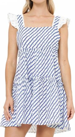 Oliphant Smock Square Neck Mini Dress In Dipsy Navy