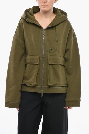 Dsquared2 Maxi Felpa Hoodie a Tinta Unita con Tasche A Toppa Dsquared2
