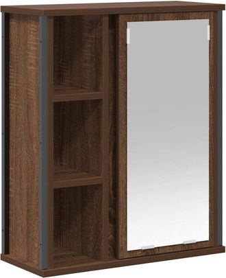 vidaXL Bathroom Wall Cabinet with Mirror Brown Oak 50x21x60 cm Vidaxl