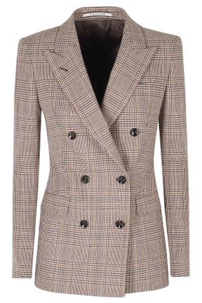 Tagliatore Dark Brown Double-Breasted Prince Of Wales Polyester-Blend Blazer
