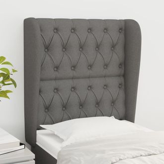 vidaXL Cabecero Con Orejas De Tela Gris Oscuro 83x23x118/128 Cm Vidaxl