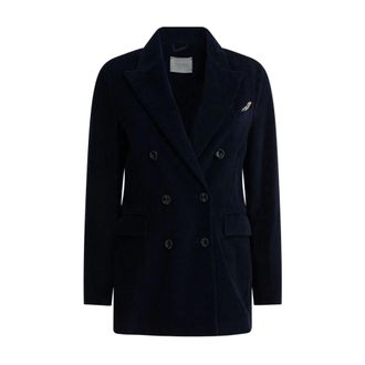 Circolo 1901 Double-Breasted Coats, female, Blue, Size: XL Blue Cotton Double-Breasted Jacket