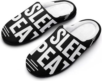 Generic Welder Weld Eat Sleep Repeat Mens Warm Slippers Non-Slip Sole Winter Rubber Cotton Shoes for Bedroom