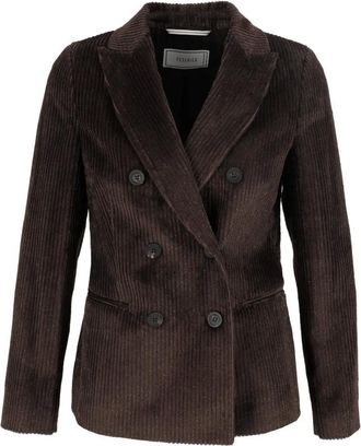 PESERICO Blazer cruzado en pana de canal mixto - Jackets - Mujer - Marr&oacute;n - L