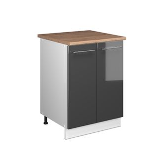 Vicco Mueble Bajo Para Fregadero Fame-line, Antracita Alto Brillo/blanco, 60 Cm, Vicco