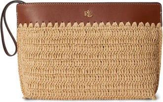 Ralph Lauren Clutches, female, Beige, Size: ONE SIZE Top Zip Pouch Large