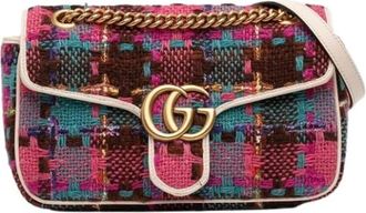 Gucci Pre-owned Vintage Tweed Shoulder Bag - Dames - Vintage Schoudertas - Roze - ONE Size - Tweed - Vintage