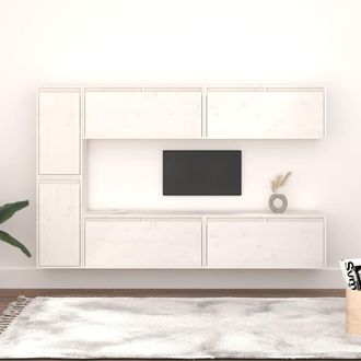 Berkfield Home TV Cabinets 6 pcs White Solid Wood Pine