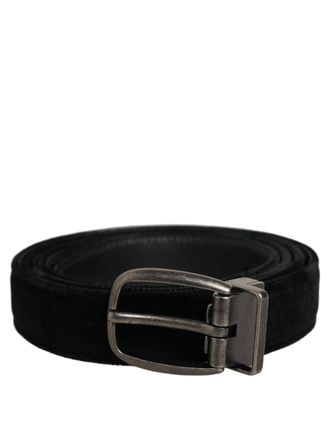 Dolce & Gabbana Velvet Cotton-Blend Belt - Black
