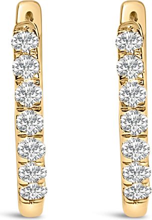 House of Brilliance 10K Gold 1/4 Cttw Diamond Double Sided Huggie Hoop Earrings