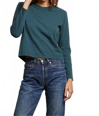 perfectwhitetee Bruce Long Sleeve Crew Top In Slate