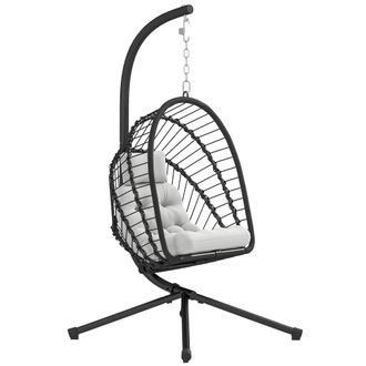 OUTSUNNY PE Hanging Swing Chair W/ Thick Cushion - Patio Hanging Chair - Black | TJ Hughes