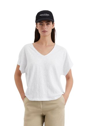 Marc O'Polo T-Shirt MARC OPOLO, Damen, Gr. M, weiss (wei&szlig;), Single Jersey, Obermaterial: 100% Baumwolle, unifarben, regular fit h&uuml;ftlang, V-Ausschnitt, Shirts T-S