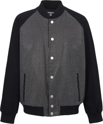 Balmain strassbomber - Heren - Bomber jackets - Grijs - M - Katoen - Jassen