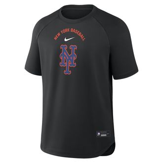 Nike New York Mets Authentic Collection Batting Practice Pregame Nike Mens Dri-FIT MLB Top in Black | 04HG912ZNME-7DX