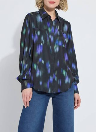Lyss&eacute; Aitana Utility Pleated Detail Blouse In Motion Blur Streak