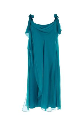 Alberta Ferretti Teal Layered Silk Dress
