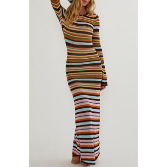 Beach Riot Joie Striped Long Sleeve Maxi Cover-Up Dress in Paradise Stripe at Nordstrom, Size X-Small