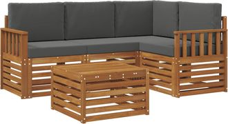 vidaXL Conjunto De Sof&aacute;s De Exterior 5 Uds. Natural Y Antracita Vidaxl