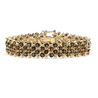 Palm Beach Jewelry 20 TCW Smoky Quartz Tennis Bracelet in Yellow Gold-Plated 7.25