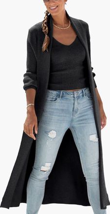 Lascana Womens Long Knit Cardigan in Black at Nordstrom, Size 6