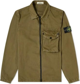 Stone Island Zip Pocket Overshirt Olive Green 7415117WN-V0158