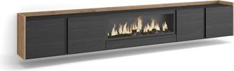 Skraut Home Skraut Home - Mueble Tv, Televisi&oacute;n, Muebles De Sal&oacute;n, Almacenaje, 315x35x50cm, Para Tv Hasta 80, Chimenea El&eacute;ctrica Xxl, Colgado, Suspendido, Estilo 